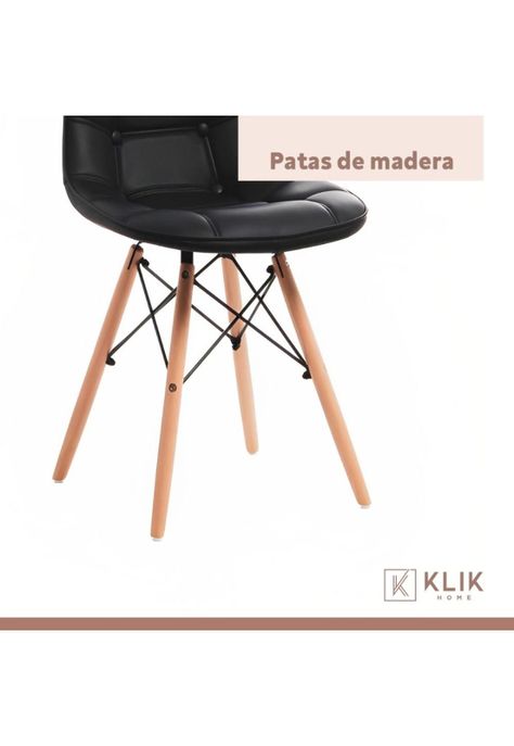 Silla Buckle Acolchada Ecocuero - Negra-5