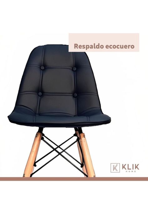 Silla Buckle Acolchada Ecocuero - Negra-6