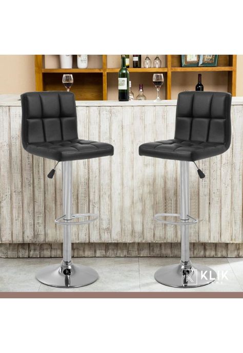 Pack de 2 Taburetes Ajustables Completos con Respaldos - Negro-1