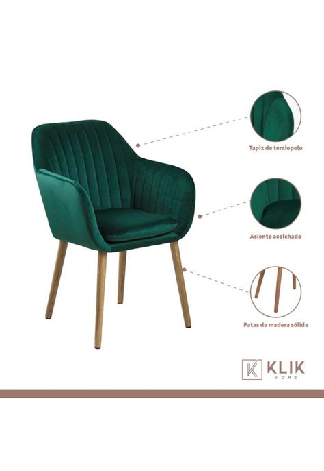 Pack de 2 Butacas Sitiales Poltrona Diamante Terciopelo - Verde-2