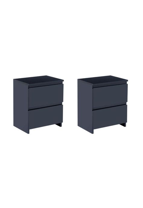 Pack de 2 Veladores Cajón Doble Minimal Oscuro 2.0-0