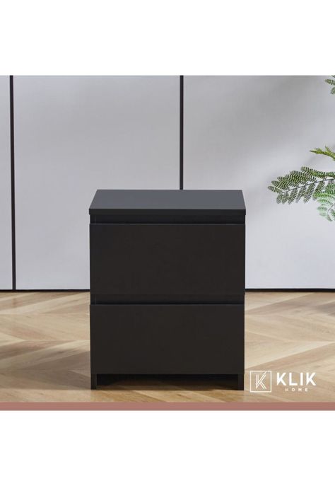 Pack de 2 Veladores Cajón Doble Minimal Oscuro 2.0-1