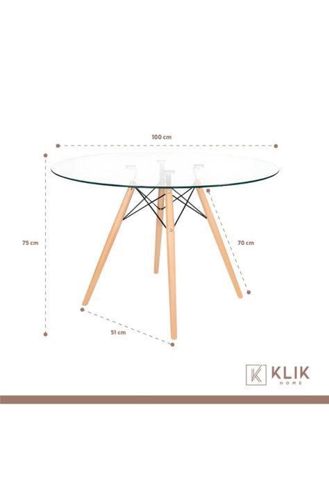 Comedor Mesa Eames Vidrio 100 cm + 5 Sillas Tulip Grises-4