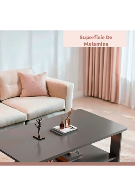 Mesa de Centro Gris 100x50 - Diseño Moderno en MDF-4