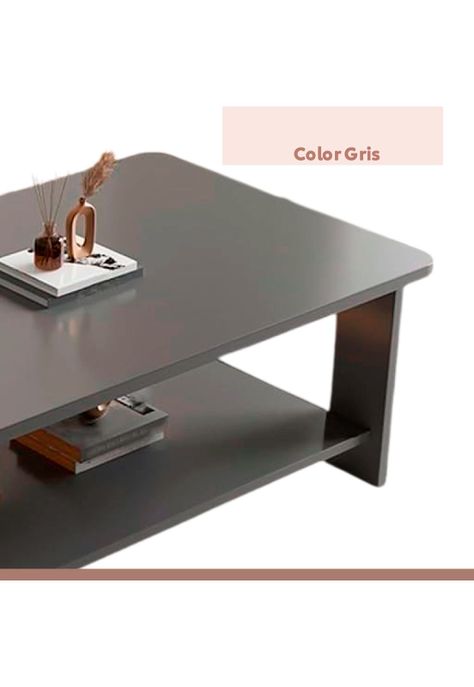 Mesa de Centro Gris 100x50 - Diseño Moderno en MDF-5