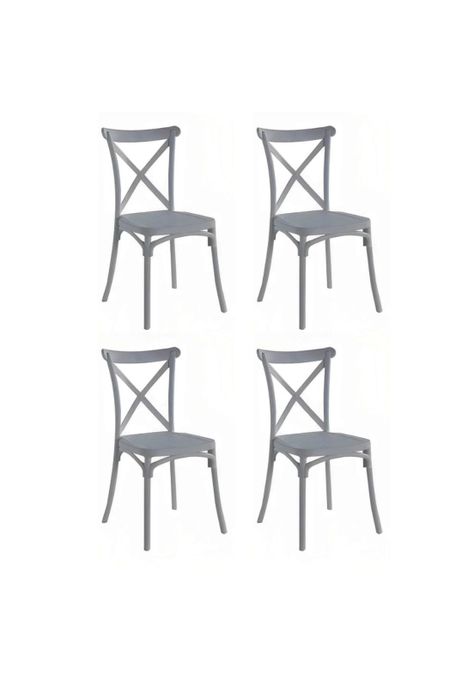 Pack 4 Sillas de Terraza o Comedor Crossback Danubio - Gris-0