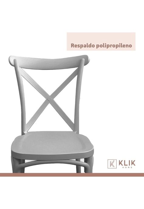 Pack 4 Sillas de Terraza o Comedor Crossback Danubio - Gris-4