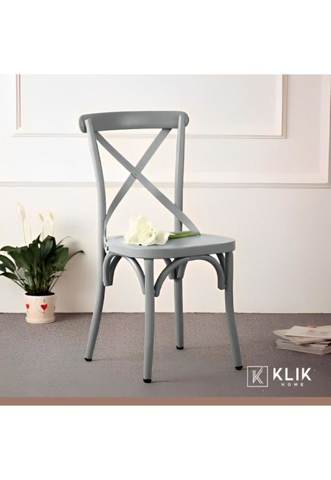 Pack 4 Sillas de Terraza o Comedor Crossback Danubio - Gris-7