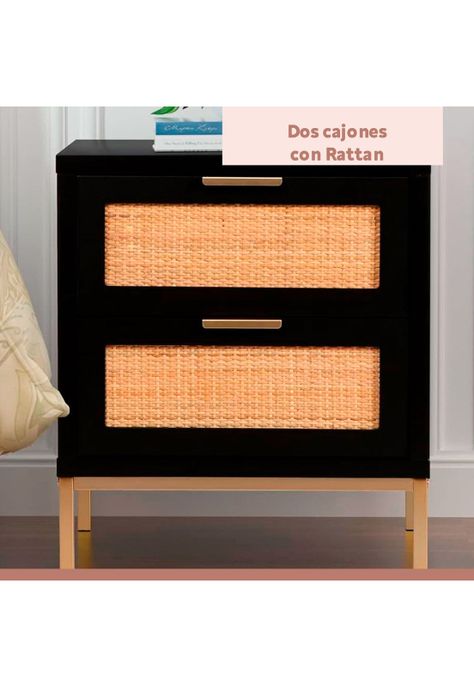 Pack de 2 Veladores Rattan Dark Dos Cajones-5