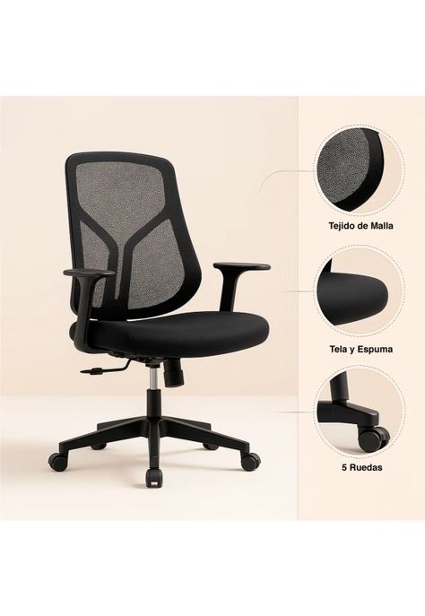 Silla de Oficina Ergonómica Nova Mesh - Negra-4