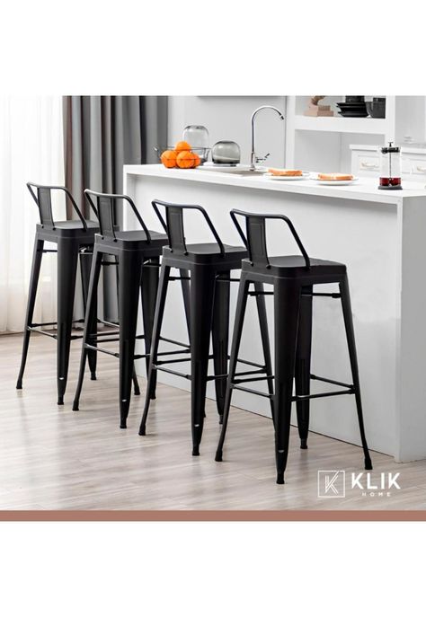 Taburete Tolix Acero con Respaldo para Bar o Terraza - Negro-1