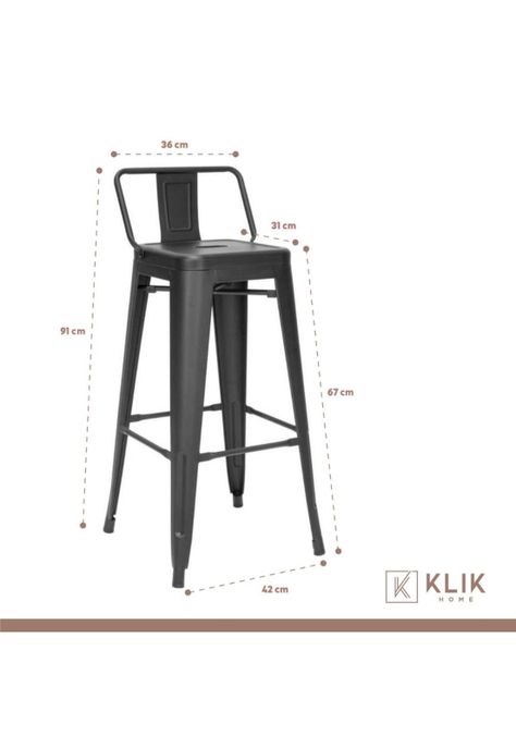 Taburete Tolix Acero con Respaldo para Bar o Terraza - Negro-3