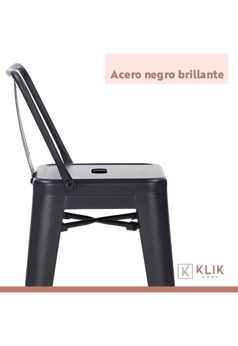 Taburete Tolix Acero con Respaldo para Bar o Terraza - Negro-5