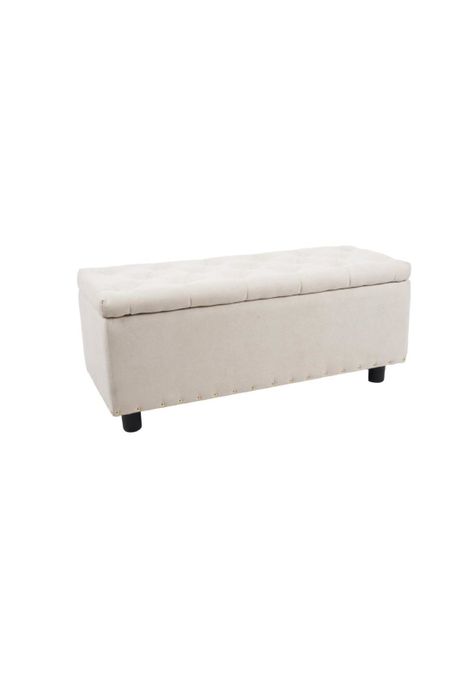 Banqueta acolchada con almacenaje - Beige-0