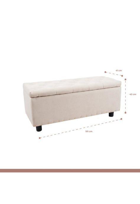 Banqueta acolchada con almacenaje - Beige-3