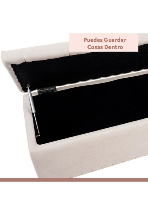 Banqueta acolchada con almacenaje - Beige-5