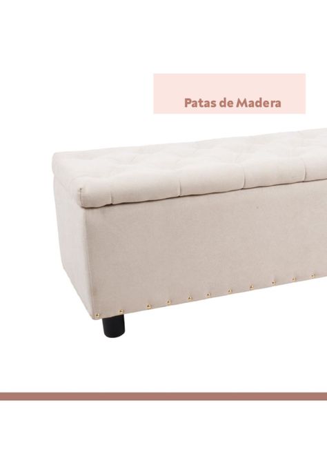 Banqueta acolchada con almacenaje - Beige-6