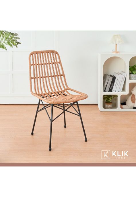 Pack de 4 Sillas de Comedor Terraza Rattan Grecia Color Madera-1