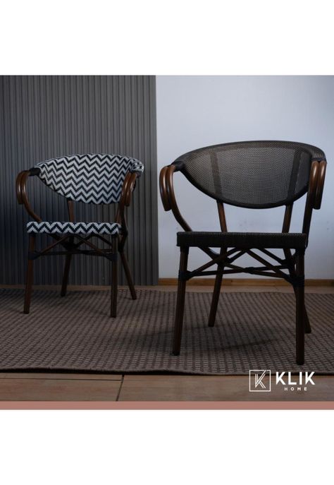 Pack de 4 Sillas Bistro Parisina  Textileno con reposabrazos - Café Oscuro-1