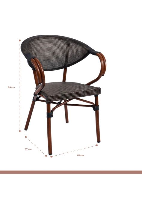 Pack de 4 Sillas Bistro Parisina  Textileno con reposabrazos - Café Oscuro-3