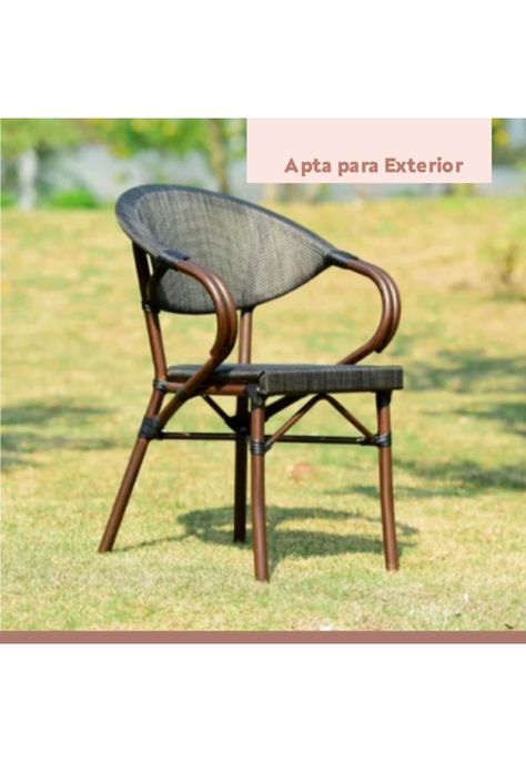 Pack de 4 Sillas Bistro Parisina  Textileno con reposabrazos - Café Oscuro-4