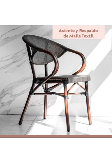 Pack de 4 Sillas Bistro Parisina  Textileno con reposabrazos - Café Oscuro-5