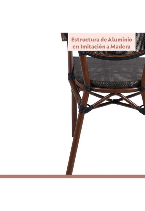 Pack de 4 Sillas Bistro Parisina  Textileno con reposabrazos - Café Oscuro-6