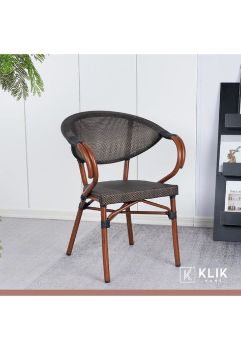 Pack de 4 Sillas Bistro Parisina  Textileno con reposabrazos - Café Oscuro-7
