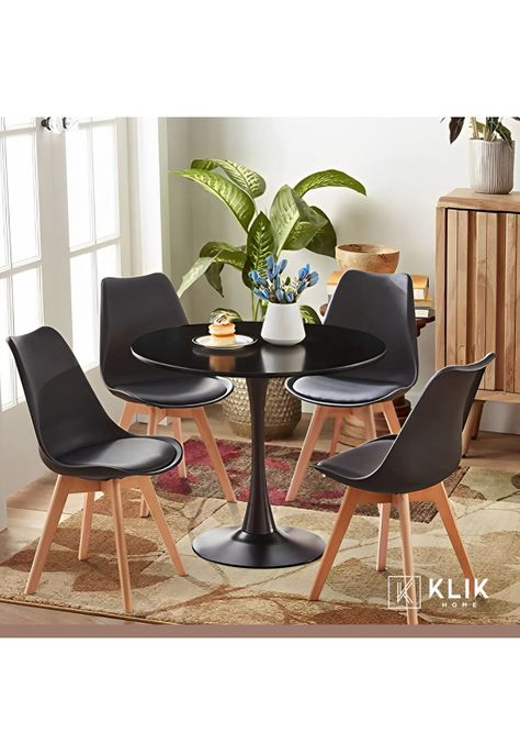 Comedor Tulip Negro 80cm - 4 Sillas tulip negras-7