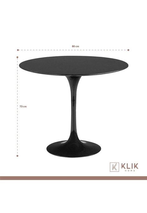 Comedor Tulip Negro 80cm - 4 Sillas tulip negras-4