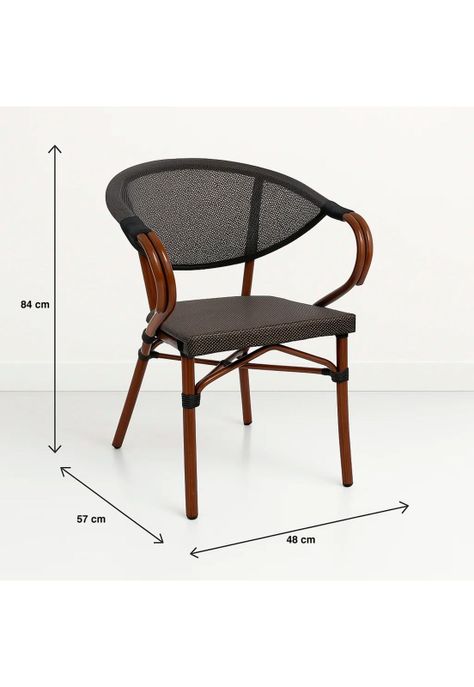 Silla Bistro Parisina Textileno con reposabrazos - Café Oscuro-3