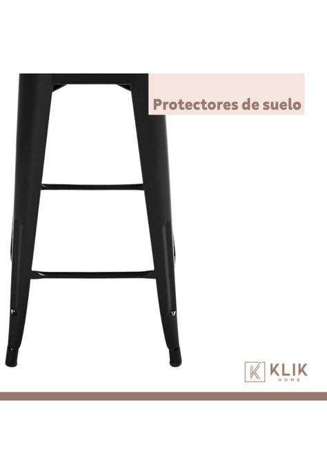 Taburete Tolix Negro Alto con Respaldo para bar o terraza - Asiento de Madera Oscura Walnut-5