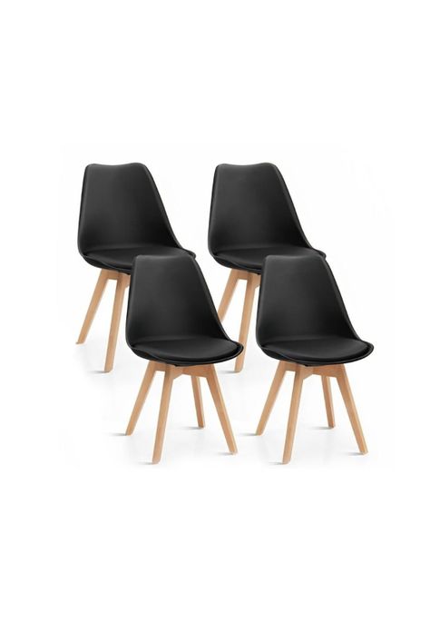 Pack de 4 Sillas Tulip Acolchada Negras-0