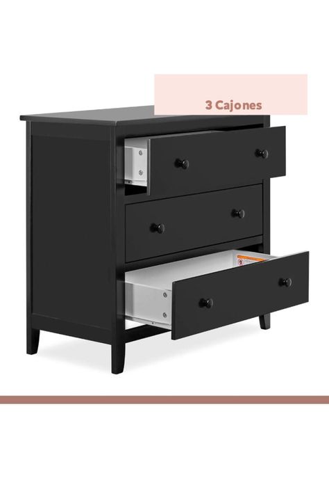 Cómoda 3 Cajones de dormitorio Oscura-5