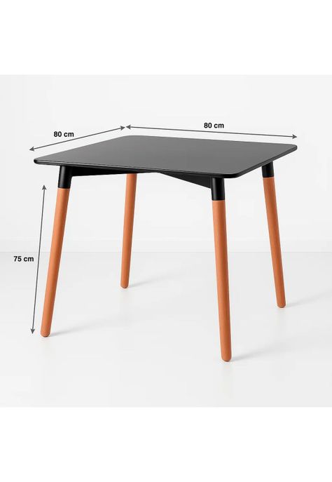 Mesa Cuadrada de Comedor Eames 80x80cm - Negra-3