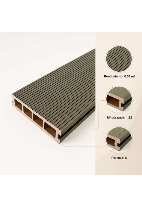Pack de 5 deck exterior WPC madera clara-4