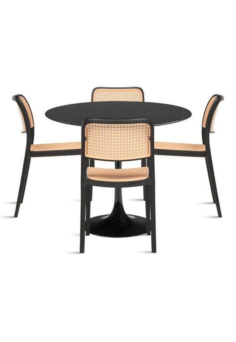 Comedor Mesa Tulip Negra + 4 Sillas Comedor Enrejada Negra-0