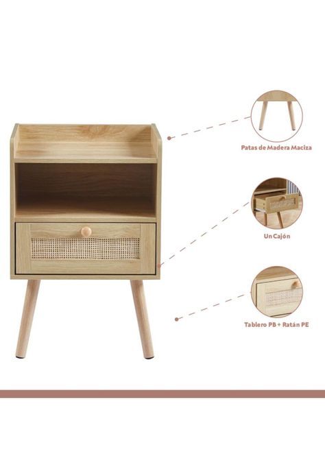 Velador Mesh Rattan con Cajon y Espacio-2