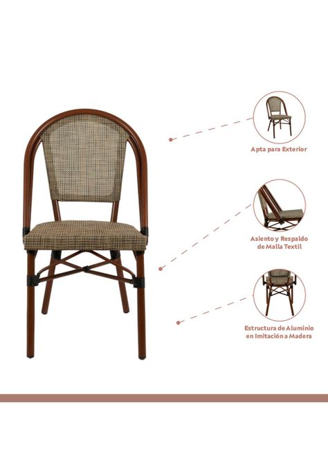 Pack de 4 Sillas Bistro Parisina Textileno - Beige-2