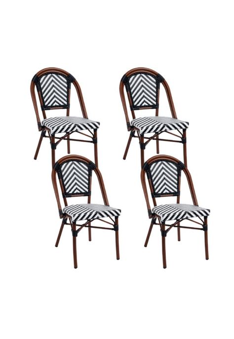 Pack de 4 Sillas Bistro Parisina Rattan - Blanca con negro-0