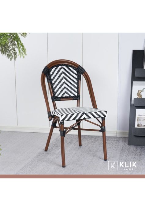 Pack de 4 Sillas Bistro Parisina Rattan - Blanca con negro-1