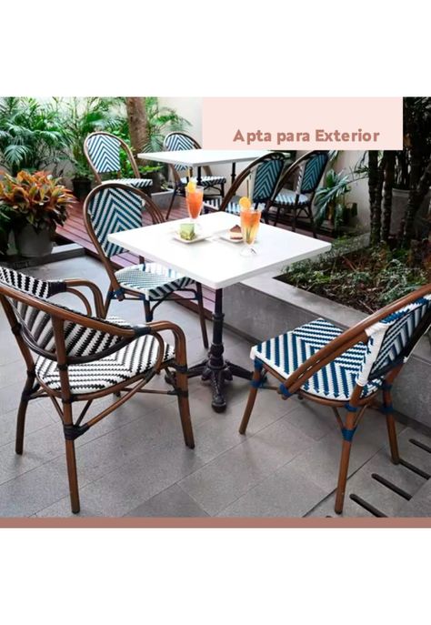 Pack de 4 Sillas Bistro Parisina Rattan - Blanca con negro-4