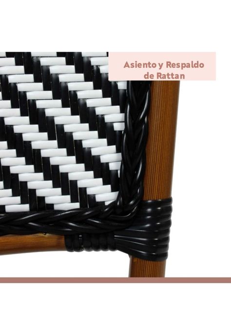 Pack de 4 Sillas Bistro Parisina Rattan - Blanca con negro-5