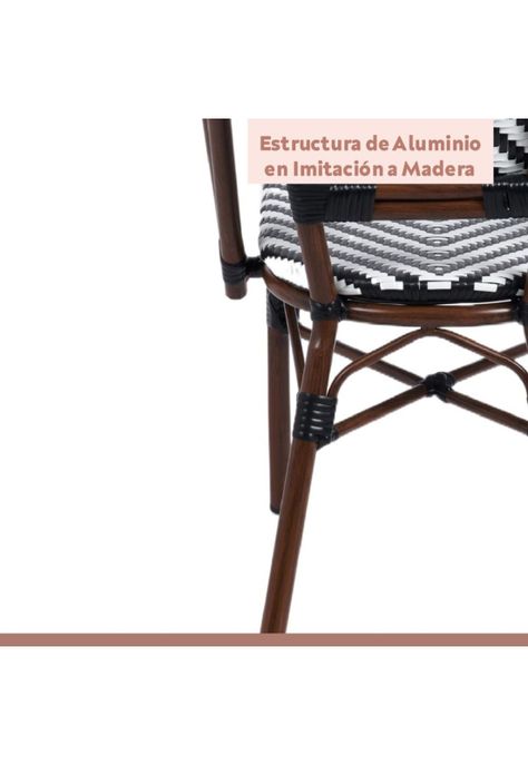 Pack de 4 Sillas Bistro Parisina Rattan - Blanca con negro-6