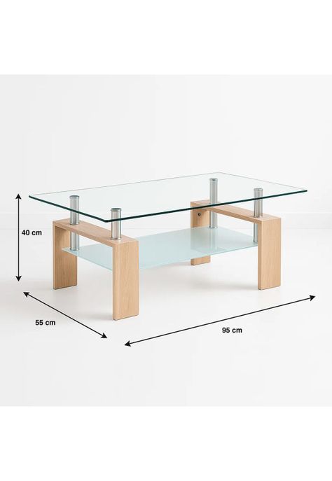 Mesa de centro para living rectangular de vidrio y madera-3