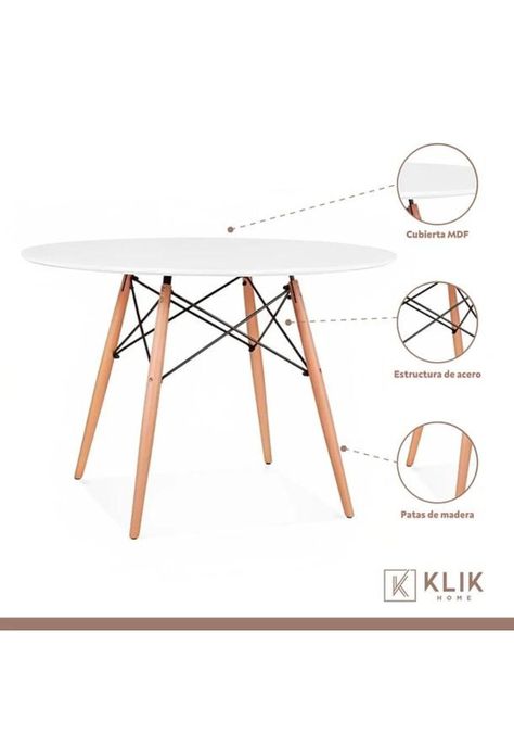 Comedor Mesa Eames Redonda Blanca 80cm + 4 Sillas Eames Blancas-2