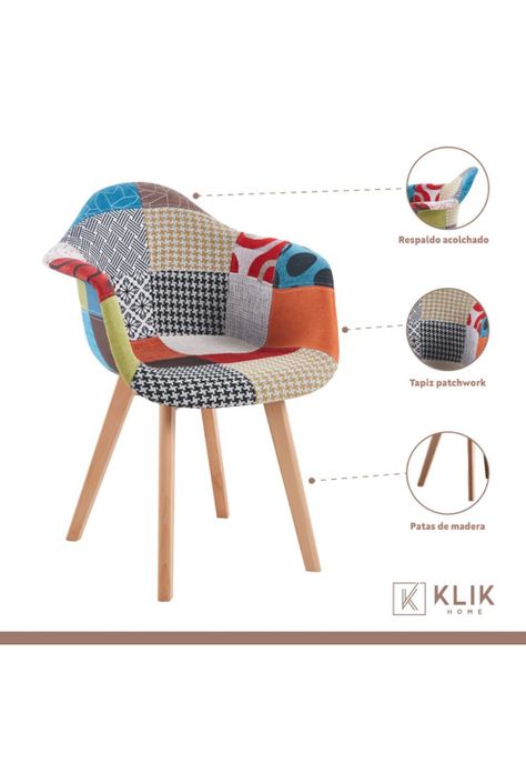 Butaca Sitial Patchwork Acolchado Wood - Naranjo-2