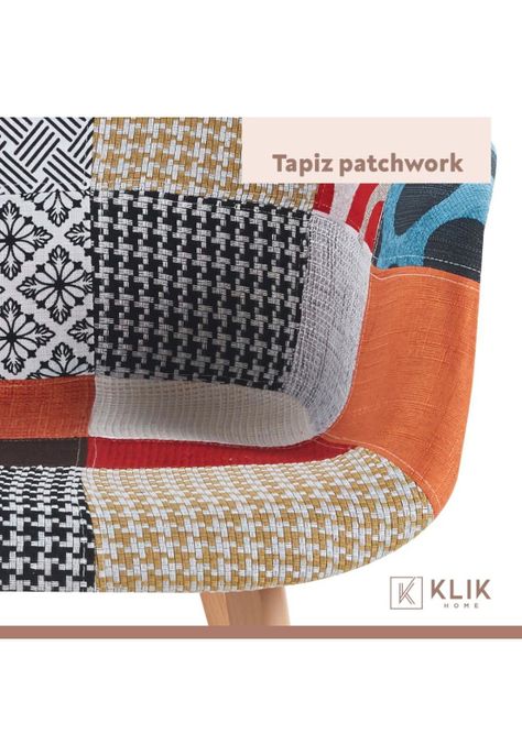 Butaca Sitial Patchwork Acolchado Wood - Naranjo-5