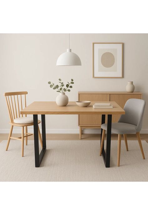 Mesa de Comedor Estilo Industrial 140x90 - Madera Clara-2