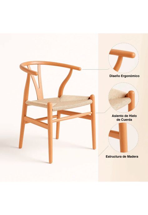 Silla Wishbone Madera y Hilo de cuerda - Natural-4